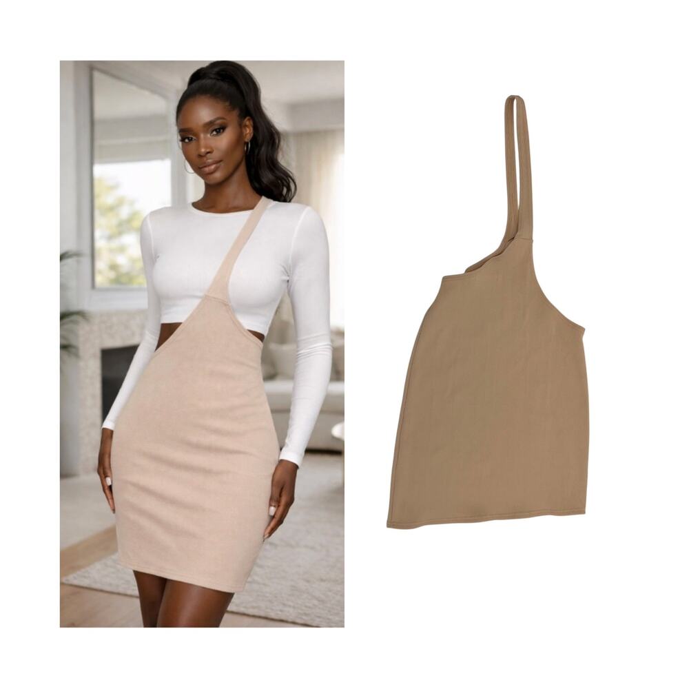 Manière De Voir Asymmetric Overall Ribbed Pencil Skirt Nude US Size 12